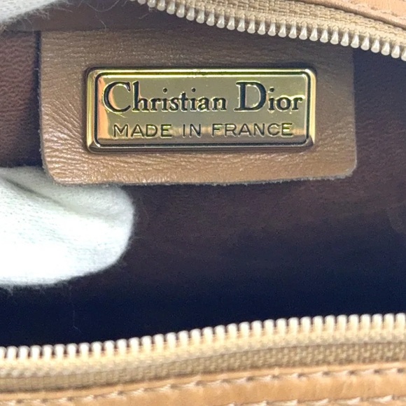 CHRISTIAN DIOR SHOULDER BAG BROWN LEATHER PVC AUTHENTIC - Picture 13 of 14